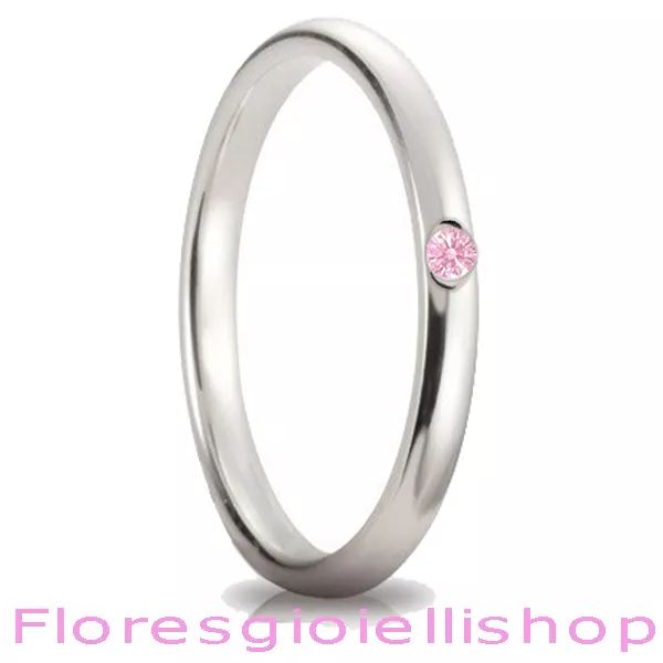 Fedina in argento con brillante Cubic Zirconia rosa, disponibile in vari colori