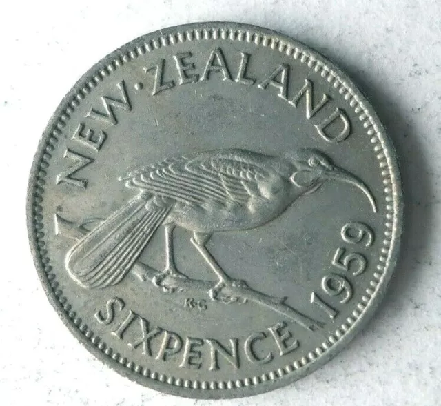 1959 NEW ZEALAND 6 PENCE - High Quality Collectible Coin - FREE SHIP - Bin #405