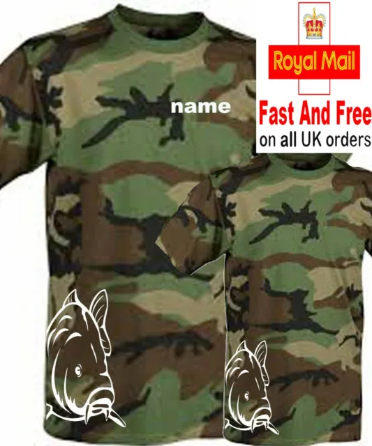 T-Shirt pesca carpa laterale t-shirt pesca con o senza nome personalizzata