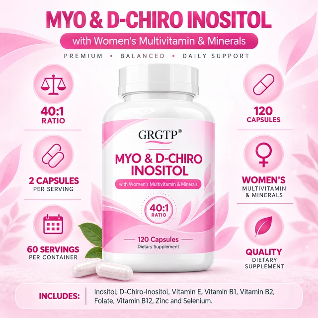 MYO & D-CHIRO Inositol 40:1 Ratio 120 Caps Hormone Balance PCOS Women £ ...