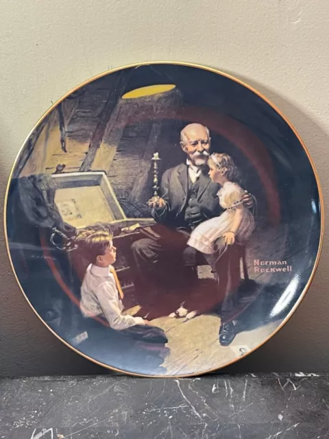 Edwin M Knowles Collectors Plate "Grandpa's Treasure Chest" by Norman Rockwell