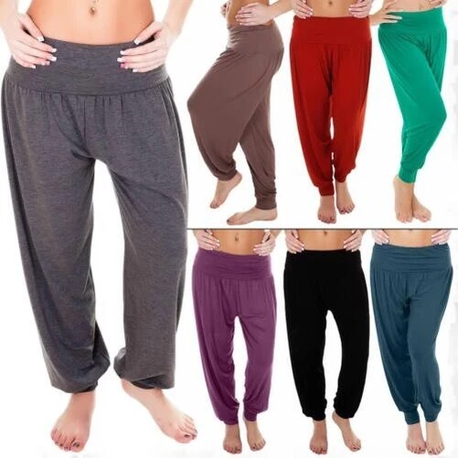 Nuovo Donna Pantaloni Harem Ali Baba Lungo Larghi Leggings Forti UK 8-26