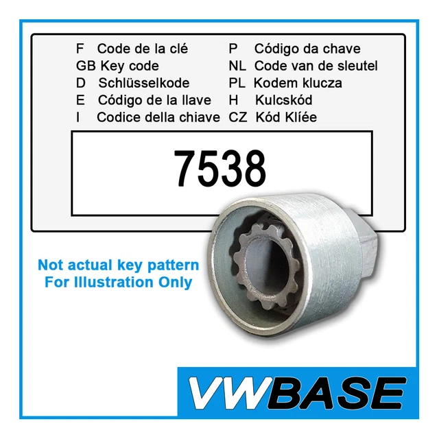 FOR VAUXHALL SECURITY Master Locking Wheel Nut Key 7538 H LWNK Insignia