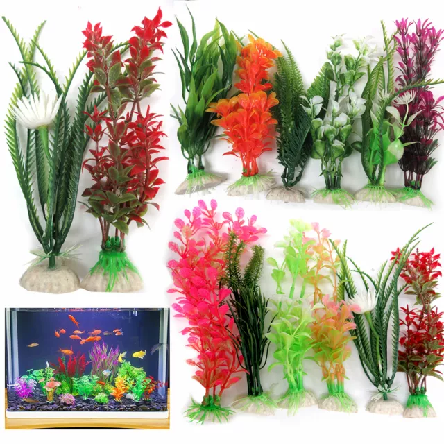 8pc Fish Tank Aquarium Artificial Plants Plastic Aquatic Decoration Ornament 6"