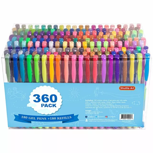 100 Color Glitter Gel Pen Set,30% More Ink Neon Glitter Coloring Pens Art Marker