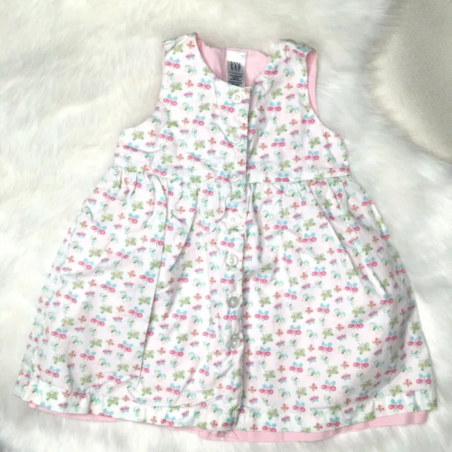 Baby Gap Girls 6-12M 100% Cotton Butterfly Button Up Sleeveless Lined Play Dress