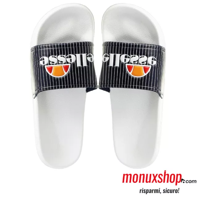 El01M70413 Ciabatte Ellesse John Blu Bianco Pantofole Uomo In Gomma