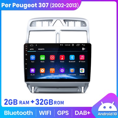WiFi GPS Navigatore Per PEUGEOT 307 2002-2013 DAB 9" Android 10 Autoradio RDS DAB 