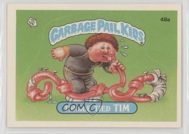 1985 Topps Garbage Pail Kids Series 2 Tongue Tied Tim (Two Star Back) #48a.2 4kd