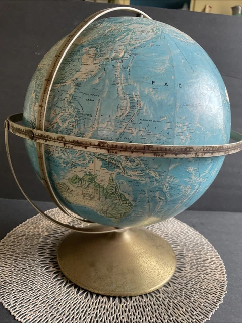 Rand McNally Vintage Suspended Dual-Axis Globe with Longitude and Latitude Bars