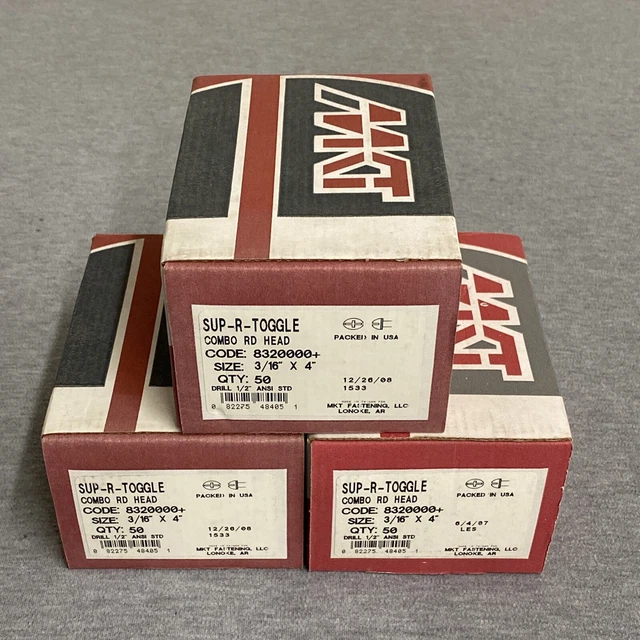 MKT Fastening Sup-R-Toggle COMBO RD Head 8320000 3/16" x 4" (150ct)