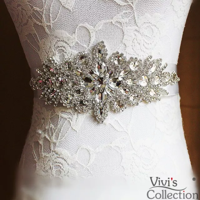Crystal Belt Bridal Rhinestone Wedding Bridesmaid Dress Sash  Ribbon Waist Belt