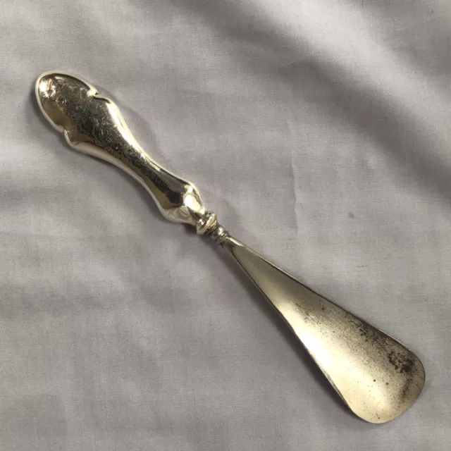 Solid Silver Handle Art Nouveau ShoeHorn Beautifully Engraved