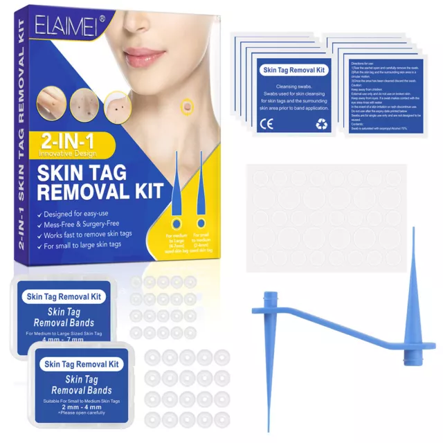 Rubber Rings Skin Tag Removal Tool Face Mole Wart Micro Band Tag Remover Kit