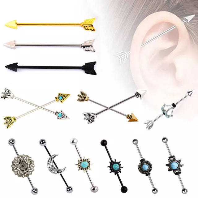 316L Steel Tribal Arrow Industrial Barbell Earring Cartilage Piercing Jewelry