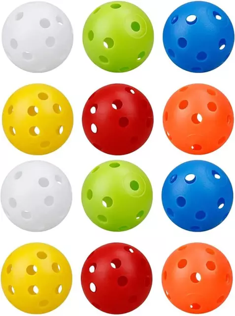 Practice Golf Balls Plastic 12 Pack ,Perforated Colored Golf Balls for Backyard