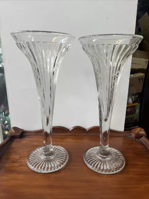 Antique pair antique eapg early american pattern glass trumpet vases Vase 2