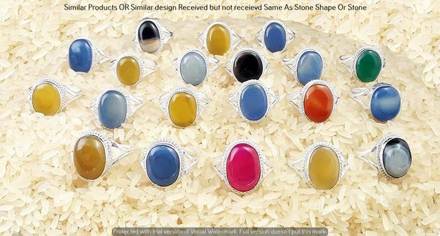 Agate 20 Piece Wholesale Ring Lots 925 Sterling Silver Ring NRL-1698