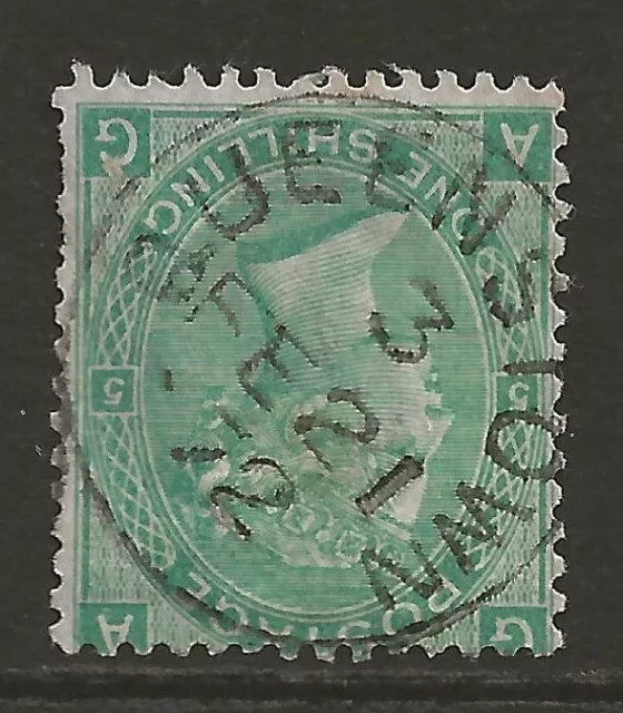 GB 1871 1/- green (pl#5) superb QUEENSTOWN (Cobh Ireland) cancel/postmark SG#117