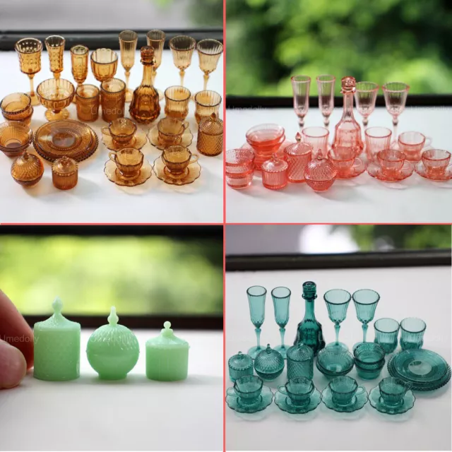 Miniatures 1/6 Scale Dollhouse 11.5"inch Mini Wine Cup Dish Bottles Accessories