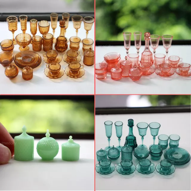 Miniatures Lot Dollhouse 1/6 Scale Wine Cups Dish Bottles Plastic Accessories
