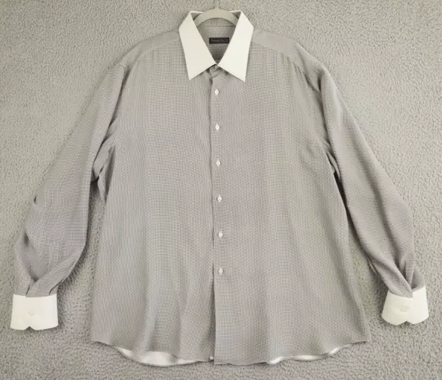 STEFANO RICCI LONG Sleeve 100% Silk Shirt Men's Size XXL Gray & Black ...