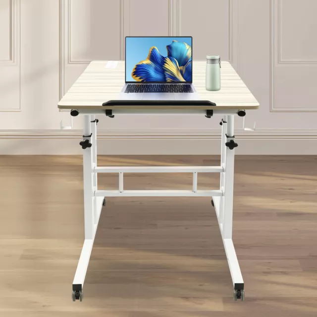 Rolling Desk with Wheels Home Laptop Cart Computer Desk for Standing/Sitting