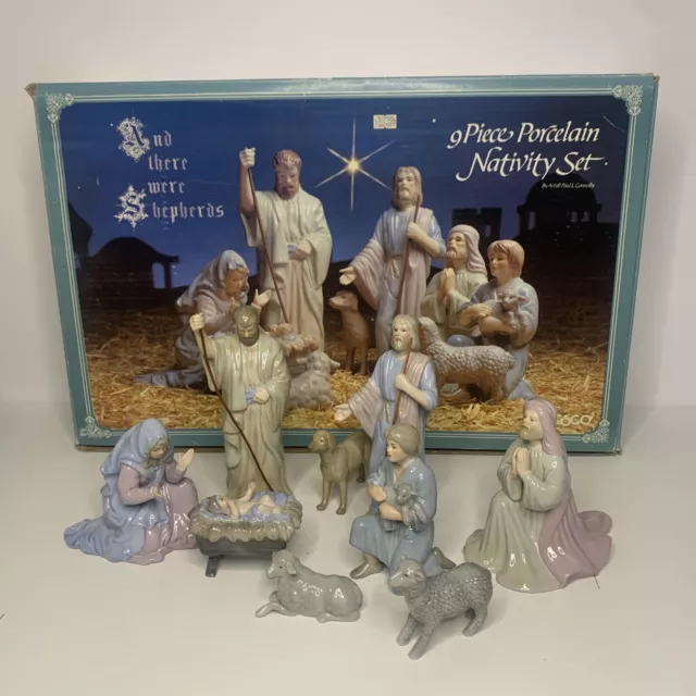 ENESCO 1988 CHRISTMAS 9 Piece Porcelain Nativity Set Connelly 510378 ...