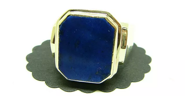 Herren Lapis Ring 585 Gold 14 Karat Siegelring Größe 68 Herren Gelbgoldring