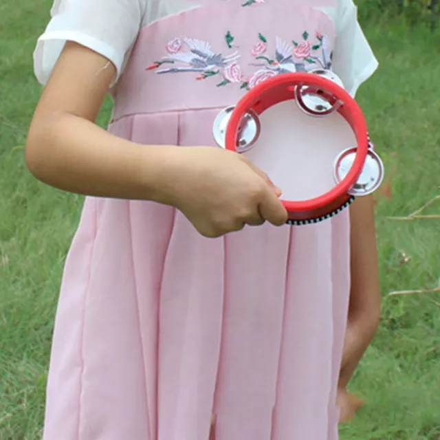 (7 Inch Red)Jingle Drum Percussion Drum Compact Size Hand Tambourine For Kids
