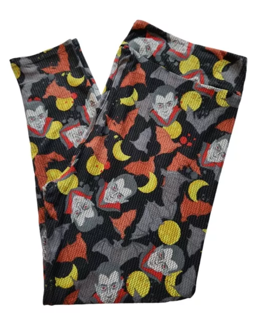 LuLaRoe Vampire Bat Moon TC2 Leggings Halloween Print Yellow NWOT!