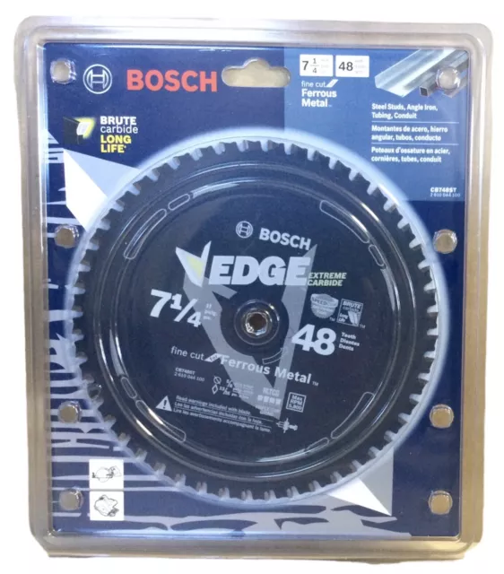 Bosch Edge Extreme Carbide 7-1/4” Saw Blade 48 Teeth Fine Cut For Ferrous Metal