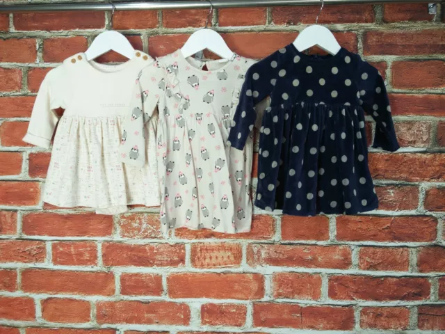 Baby Girls Bundle Aged 6-9 Months Next M&S Winter Dresses Penguin Party 74Cm