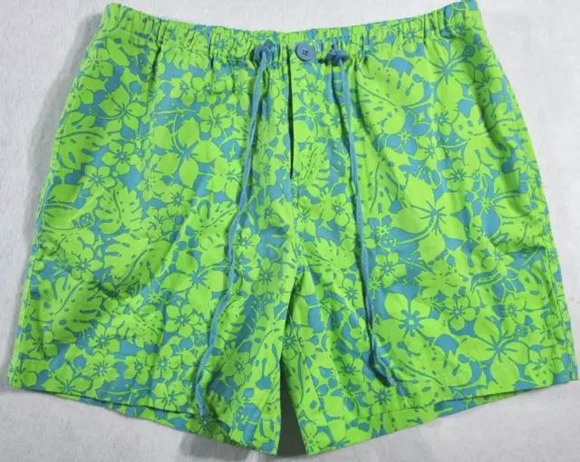 Garnet Hill Shorts Women's Size 10 Tropical Floral Green Teal Blue Drawstring