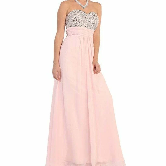 EVENING GOWN MayQueen  NEW SIZE 8  Blush Empire Waist Cutout-Back 8