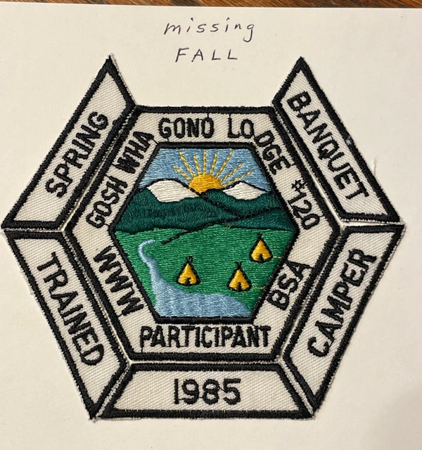 Boy Scout OA Lodge 120 Gosh Wha Gono 1985 Event Patch Lot