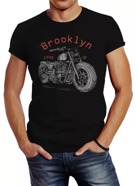 Herren T-Shirt Motorrad Motorbike Brooklyn Slim Fit Neverless®