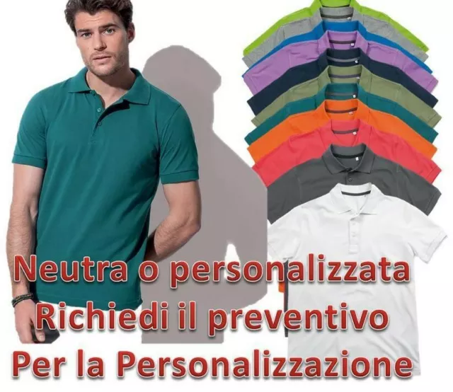 Polo Da Lavoro Manica Corta Uomo Stedman Cotone 100% Pique' T-Shirt Con Bottoni