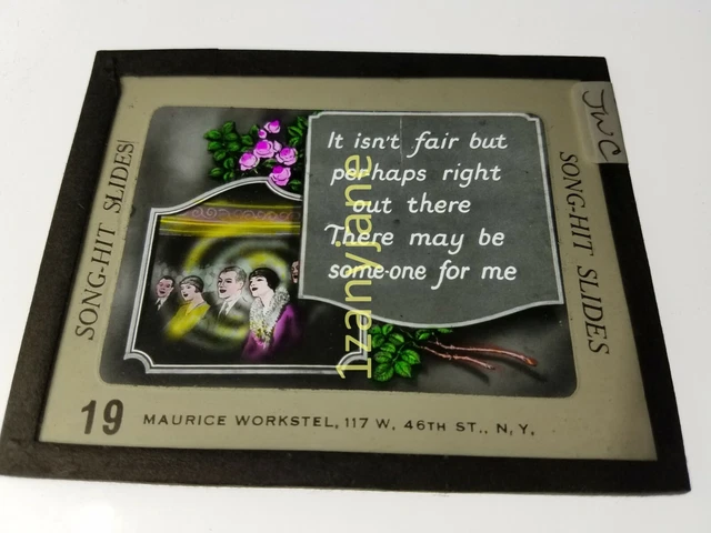 Glass Magic Lantern Slide SONG HIT SLIDE JWC NY IT ISNT FAIR BUT PERHAPS RIGHT