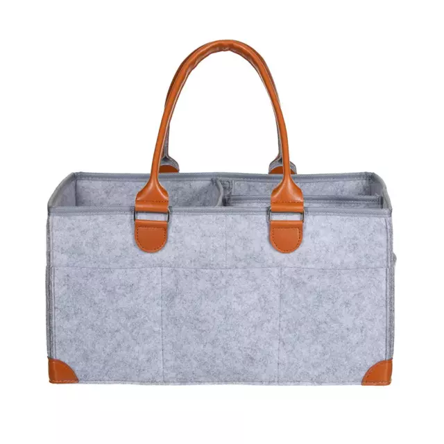 Warm Gray Baby Diaper Caddy Organizer Large Tote Bag for Infants Boy Girl Nusery