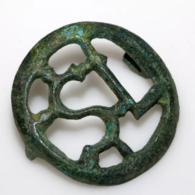 Ancient Roman-bronze round open work fibula brooch circa 200-300 A.D