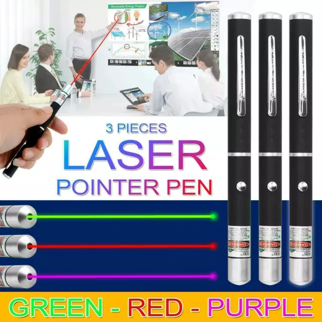 3Stk Laserpointer Lila Rot/Grün/Blau Präsentation 1Mw Katze Hund Spielzeug Home