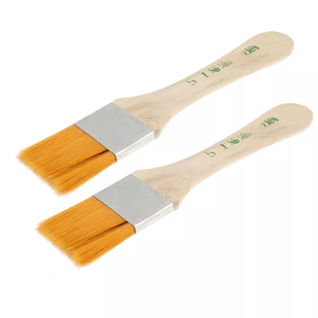 Artist Wooden Handle 1.3" Width Bristle Oil Painting Brush Brushes 2 Pcs