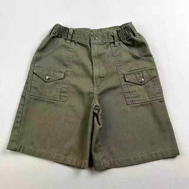 Vintage Boy Scout Shorts Mens 27 Olive Green Cargo Stretch Official Uniform BSA