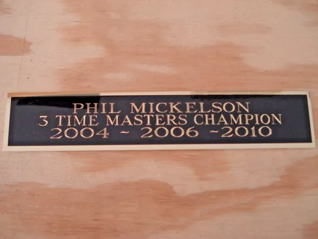 Phil Mickelson 3X Masters Champ Nameplate For A Signed Golf Flag Or Case 1.25X6