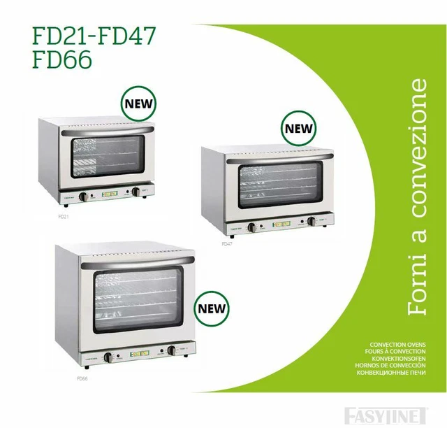 FORNO CONV. NE VENTIL. DOPPIO VETRO. FD21, FD47, FD66 +TIMER scelta menù tendina