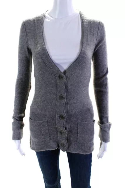 Inhabit Womens Cashmere Button Down Cardigan Sweater Gray Size Small