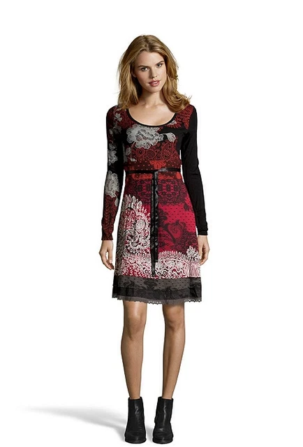 Robe Courte Desigual Manches Longues – Motif Japonais Coloré, Taille XS, Neuve Sans étiquettes