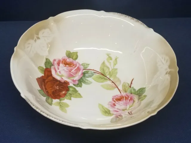 Antique Bowl BEAUTIFUL Red/Pink Roses Made in Germany EXCELLENT condition