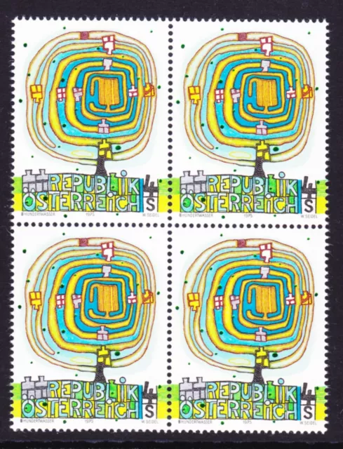 Ö.1975 Viererblock ANK.Nr.:1524"Hundertwasser"postfrisch**siehe Bild
